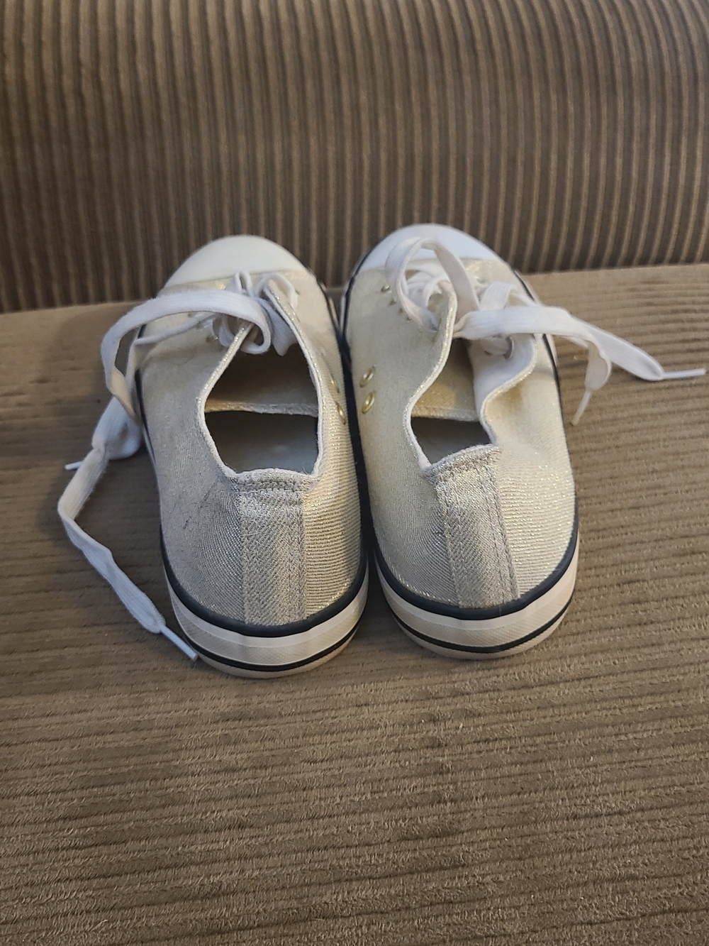 Metallic Gold Low-Top Canvas Sneakers - Picture 3 of 4